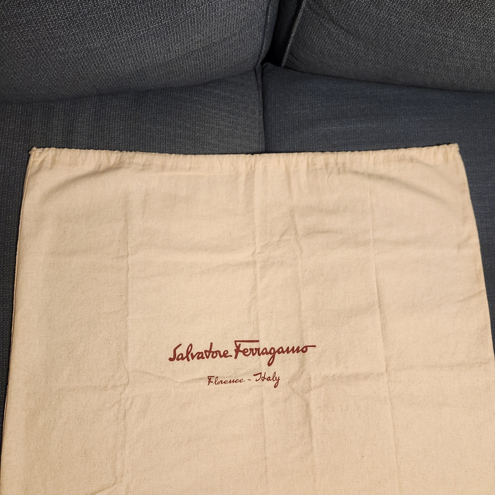 Salvatore Ferragamo Cream Dust Bag with Burgundy Logo